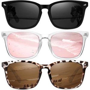 3 Pack Sunglasses Womens Trendy Classic Retro Style Polarized Sunglasses Women